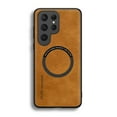 thumbnail image 1 of Designed for Samsung Galaxy S25 Ultra Case with Magnetic [Military Drop Protection] [Compatible with Magsafe] Slim Plain Vintage PU Leather Matte Shockproof with Anti-Fingerprint Phone Case,Brown, 1 of 10
