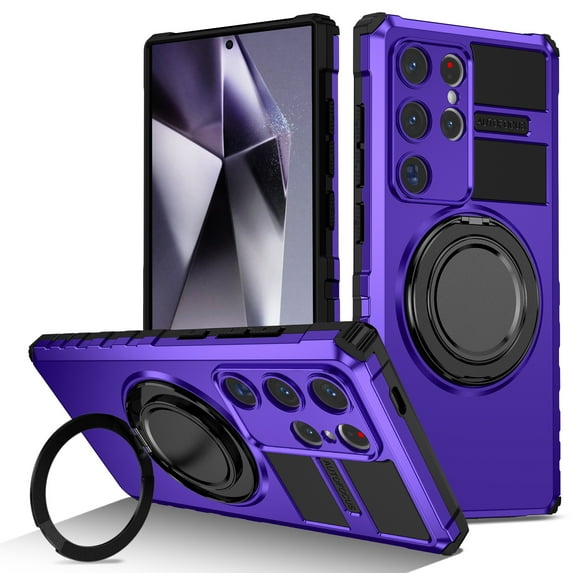 Designed for Samsung Galaxy S25 Ultra Case with Magnetic Ring Holder Kickstand, Military-Grade Protection, Protective for Samsung Galaxy S25 Ultra Phone Case, Shockproof Bumper Case,Purple