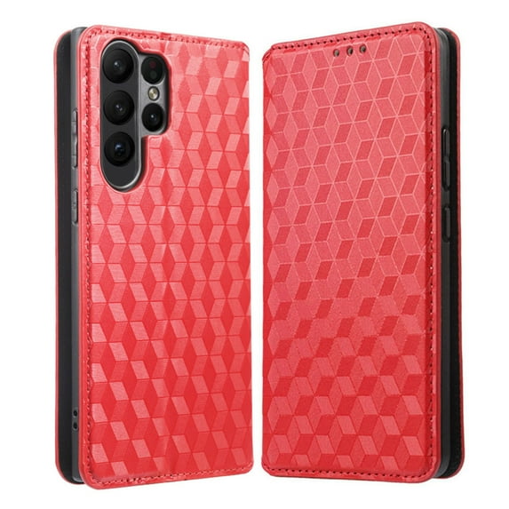 Designed for Samsung Galaxy S25 Ultra Case Wallet, Women Men Flip Folio Cover PU Leather Kickstand Credit Card Holders Slots Magnetic Shockproof Phone Case Cover for Samsung Galaxy S25 Ultra - Red