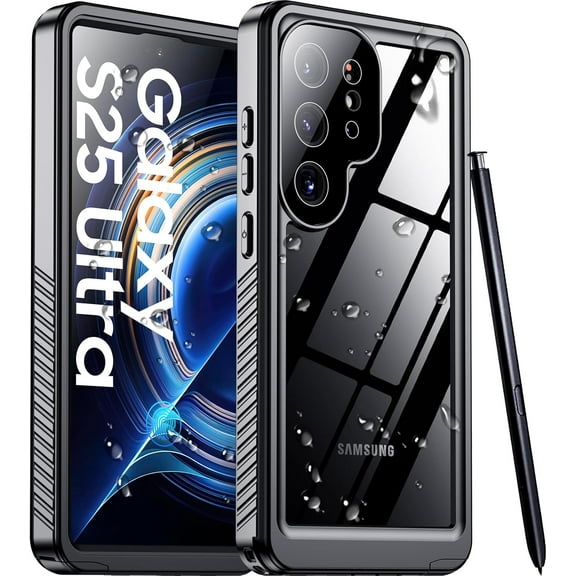 Designed for Samsung Galaxy S25 Ultra Case Waterproof, Built-in Lens & Screen Protector Military Grade Shockproof Dropproof IP68 Underwater Full Body Phone Case for Galaxy S25 Ultra 6.9"-Black