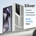 thumbnail image 1 of Designed For Samsung Galaxy S25 Ultra Cooling Phone Case,Blade Shape Designing,Heat Sink,Shockproof Anti-fall Rugged Radiator Ultra Slim Thin Fit Breathable Phone Case Cover,Silver, 1 of 6