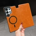 thumbnail image 1 of Designed for Samsung Galaxy S25 Ultra Flip Phone Case,Compatible with Mag-Safe,with RFID Blocking Credit Card Holder,PU Leather Folio Flip Protective Shockproof Rugged Phone Case Cover,Brown, 1 of 9