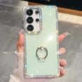 thumbnail image 1 of Designed for Samsung Galaxy S25 Ultra Glitter Phone Case,Luxury Diamond Frame&Lens Ring,with 360°Rotation Diamond Ring Kickstand,Women Girls Shiny Shockproof Anti-fall Sturdy Phone Case,Light Green, 1 of 11