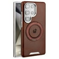 thumbnail image 1 of Designed For Samsung Galaxy S25 Ultra Magnetic Phone Case,With 360°Rotatable Invisible Ring Kickstand,Compatible with Mag-Safe,PU Leather Shockproof Ultra Slim Rugged Durable Phone Case,Darkbrown, 1 of 6