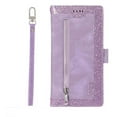 thumbnail image 1 of Designed For Samsung Galaxy S25 Ultra Wallet Phone Case,With Card Slots,Zipper Pocket,Flip Folding Kickstand,With Wrist Strap,PU Leather Shockproof Rugged Anti-fall Phone Case Cover,Purple, 1 of 11