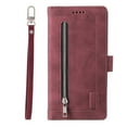 thumbnail image 1 of Designed For Samsung Galaxy S25 Ultra Wallet Phone Case,With Card Slots,Zipper Pocket,Flip Folding Kickstand,With Wrist Strap,PU Leather Shockproof Rugged Anti-fall Phone Case Cover,Winered, 1 of 11