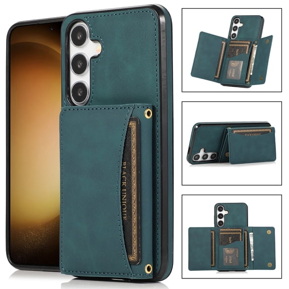 Designed for Samsung Galaxy S25 Wallet Case with Credit Card Holder - Premium PU Leather Flip Kickstand Shockproof Protective Purse Phone Cover for Samsung Galaxy S25 - Blue