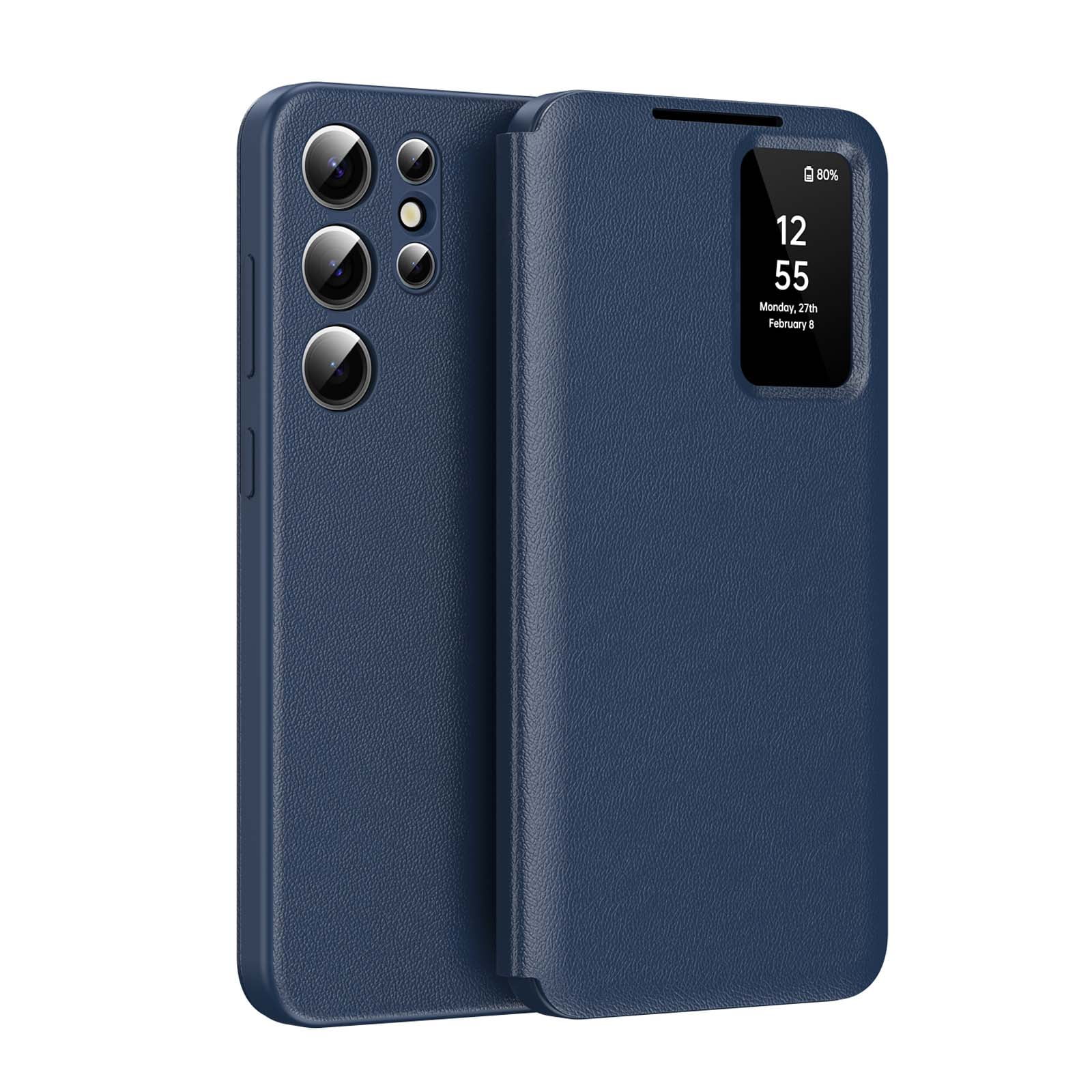 Designed For Samsung Galaxy S26 Ultra Flip Phone Case,With Card Slots,With Smart Window,Drop Protection Shockproof Protective Ultra Slim Phone Case Compatible with Samsung Galaxy S26 Ultra,Blue