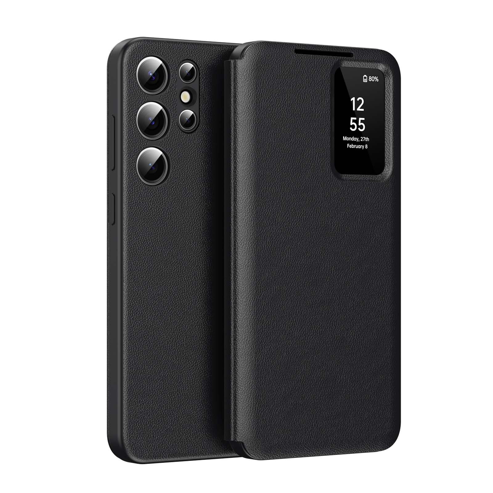 Designed For Samsung Galaxy S26 Ultra Flip Phone Case,With Card Slots,With Smart Window,Drop Protection Shockproof Protective Ultra Slim Phone Case Compatible with Samsung Galaxy S26 Ultra,Black