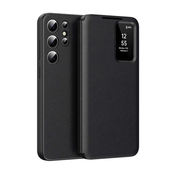 Designed For Samsung Galaxy S26 Ultra Flip Phone Case,With Card Slots,With Smart Window,Drop Protection Shockproof Protective Ultra Slim Phone Case Compatible with Samsung Galaxy S26 Ultra,Black