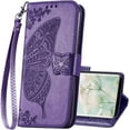 thumbnail image 1 of Designed for Samsung Galaxy S9 Phone Case Wallet,Butterfly Embossed PU Leather Flip Folio Cover Credit Card Holder Slots Stand with Wrist Strap Phone Case for Samsung S9 5.8 Inch (Purple), 1 of 13