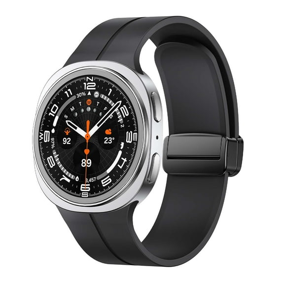 Designed for Samsung Galaxy Watch 8 40/44mm/8 Classic 46mm Strap Band,Magnetic Folding Buckle Design,Sports Soft Silicone Strap,Adjustable Replacement Bracelet Band WristBand,Black