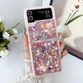 thumbnail image 1 of Designed for Samsung Galaxy Z Flip 3 Case Cute for Women Girls, Luxury Sparkle Rhinestone Crystal Chain Bracelet Bling Glitter Diamond Slim Shockproof Cover for Samsung Galaxy Z Flip 3, Pink, 1 of 8
