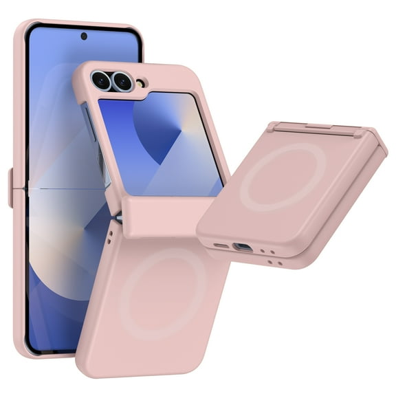 Designed for Samsung Galaxy Z Flip 3 Case Magnetic with Hinge Protection [Compatible with Magsafe Card Wallet and Wireless Charger],Slim Drop-Proof Protective Phone Case Cover,Pink