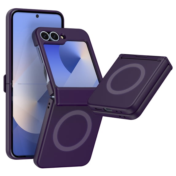 Designed for Samsung Galaxy Z Flip 3 Magnetic Phone Case with Hinge Protection Compatible with Magsafe,Shockproof Anti-fall Ultra Slim Rugged Phone Protection Case Cover,Darkpurple
