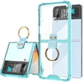 thumbnail image 1 of Designed for Samsung Galaxy Z Flip 4 Case Clear with Ring, Anti-Fall Shockproof Protective Phone Cover Case Compatible with Galaxy Z Flip 4 Case 5 G 2022 (Clear Blue), 1 of 13