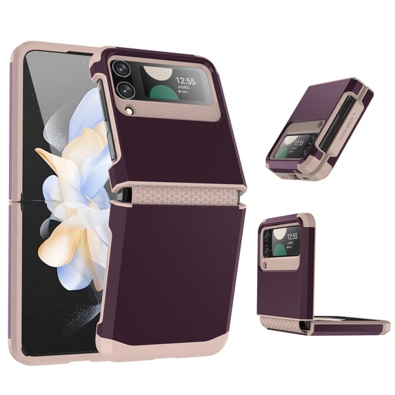 Designed for Samsung Galaxy Z Flip 4 Case with Hinge Protection, Z Flip 4 Cover Shockproof Protective Anti-Scratch Anti-fingerprint Hard PC Case for Samsung Galaxy Z Flip 4 - Winered