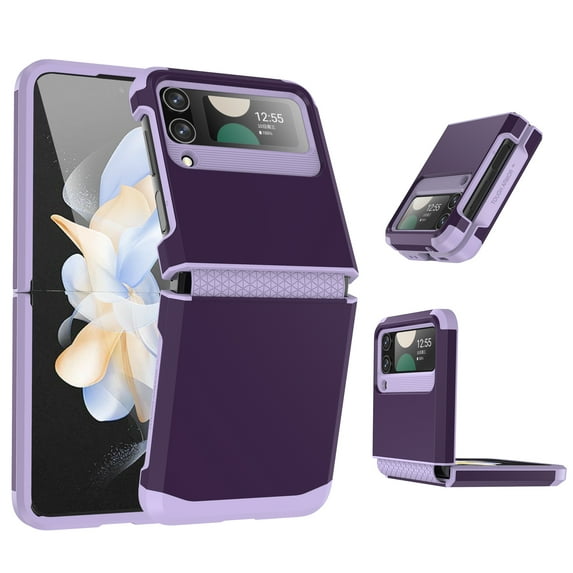 Designed for Samsung Galaxy Z Flip 4 Case with Hinge Protection, Z Flip 4 Cover Shockproof Protective Anti-Scratch Anti-fingerprint Hard PC Case for Samsung Galaxy Z Flip 4 - Darkpurple