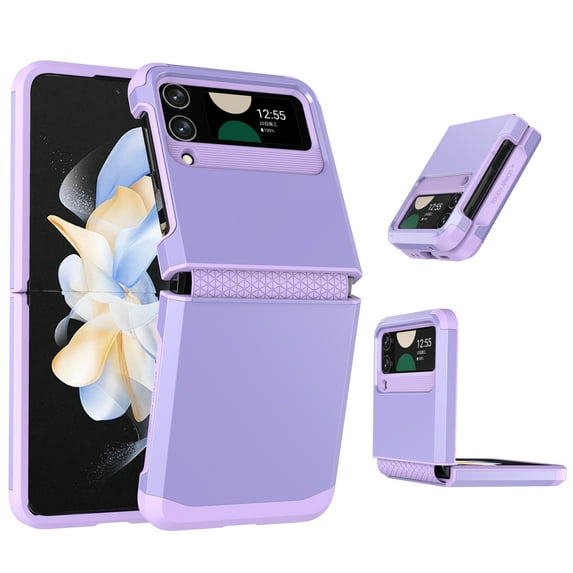Designed for Samsung Galaxy Z Flip 4 Case with Hinge Protection, Z Flip 4 Cover Shockproof Protective Anti-Scratch Anti-fingerprint Hard PC Case for Samsung Galaxy Z Flip 4 - Purple