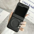 thumbnail image 1 of Designed for Samsung Galaxy Z Flip 5 Case, Classic PU Leather Magnetic Cover with Hinge Protection [Compatible with Mag-Safe] Shockproof Protective Cover Case for Samsung Galaxy Z Flip 5, Black, 1 of 13