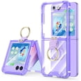 thumbnail image 1 of Designed for Samsung Galaxy Z Flip 5 Case Clear with Ring[Compatible with MagSafe], Anti-Fall Shockproof Protective Phone Cover Case Plating for Galaxy Z Flip 5 Case 5 G 2023 (Purple), 1 of 12