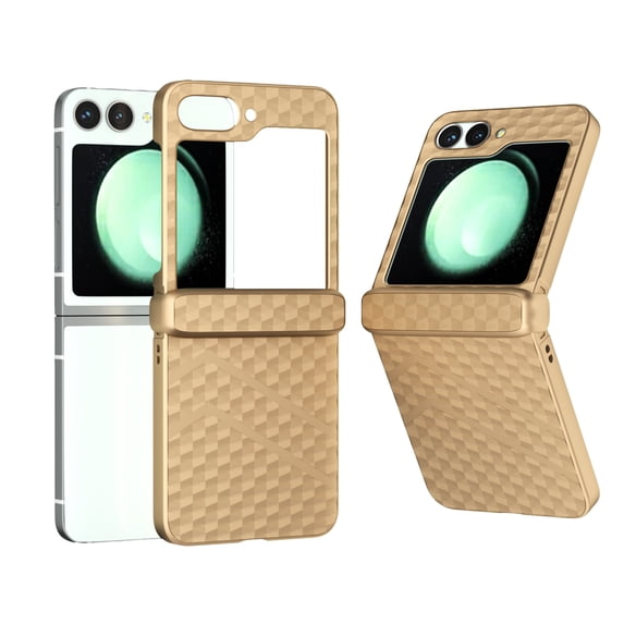Designed for Samsung Galaxy Z Flip 5 Case with Hinge Protection, Anti-Slip Shockproof Protective Scratch Resistant Slim Fit Hard PC Phone Case Cover for Samsung Galaxy Z Flip 5, Beige