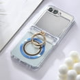 thumbnail image 1 of Designed for Samsung Galaxy Z Flip 5 Case with Hinge Protection [Compatible with MagSafe], Luxury Ultra Slim Clear Protective Case with Ring Grips for Samsung Galaxy Flip 5 - Darkblue, 1 of 13