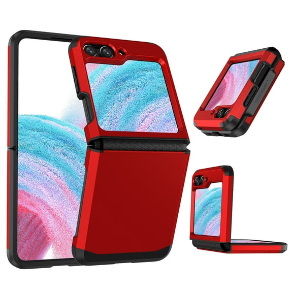 Designed for Samsung Galaxy Z Flip 6 Case with Hinge Protection, Z Flip 6 Cover Shockproof Protective Anti-Scratch Anti-fingerprint Hard PC Case for Samsung Galaxy Z Flip 6 - Red
