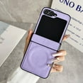 thumbnail image 1 of Designed for Samsung Galaxy Z Flip 6 Case Magnetic with Hinge Protection [Support Wireless Charging] PU Leather Hard Bumper Shockproof Protective Cover Case for Samsung Z Flip 6 Women Men, Purple, 1 of 13