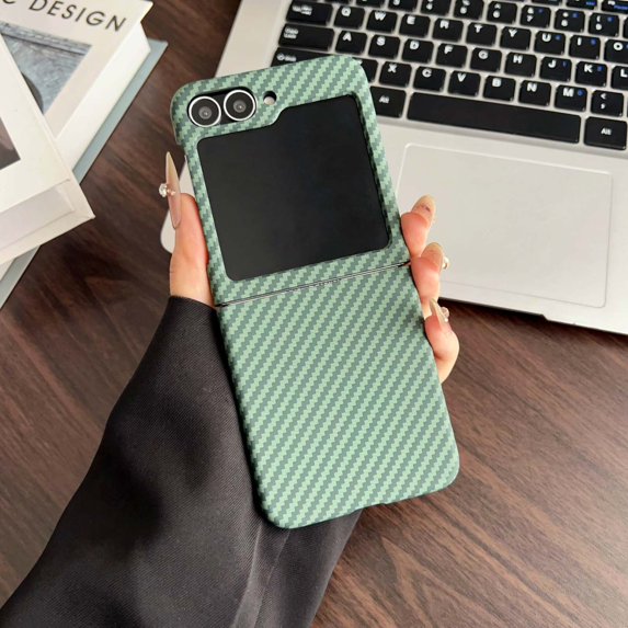 Designed for Samsung Galaxy Z Flip 6 Phone Case,Compatible with Mag-safe,Ultra Slim Design,Fiber Pattern,Lightweight Anti-Scratch Shockproof Rugged Thin Fit Phone Case,Green