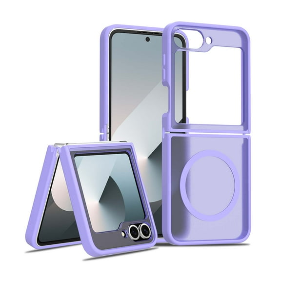 Designed For Samsung Galaxy Z Flip 6 Phone Case,Compatible with MagSafe,Anti-Scratch Anti-Fingerprint Shockproof Skin Feeling Frosted Translucent Ultra Slim Thin Fit Phone Case Cover,Purple