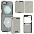 thumbnail image 1 of Designed for Samsung Galaxy Z Flip 7 Case, PU Leather + TPU Material, Detachable Magnetic Card Holder, Ultra Slim Lightweight Wallet Cover, Drop Protective Shockproof Classic Design, Gray, 1 of 11