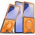 thumbnail image 1 of Designed for Samsung Galaxy Z Flip 7 Magnetic Hard Case, Compatible with Magsafe, Rugged 360 Rotating Ring Kickstand Heavy Duty Shockproof Protection Phone Case for Samsung Galaxy Z Flip 7, Orange, 1 of 8