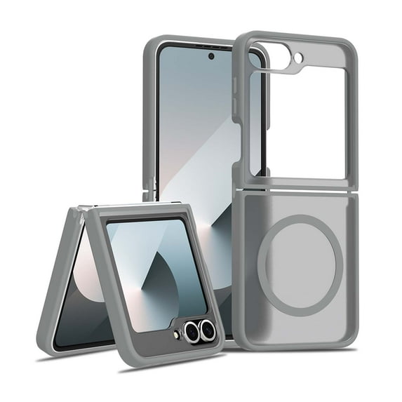 Designed for Samsung Galaxy Z Flip 7 Magnetic Phone Case,Compatible with Mag-Safe,Military Grade Shockproof Anti-Scratch Durable Rugged Ultra Slim Skin Feel Translucent Phone Case,Gray