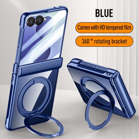 Designed for Samsung Galaxy Z Flip8 Case, Compatible with MagSafe, Built-in Kickstand & Screen Protector & Hinge Protection, Slim Protective Phone Cover, Darkblue