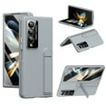 thumbnail image 1 of Designed For Samsung Galaxy Z Fold 3 Phone Case,With Screen Protector,Retractable Kickstand,Lens Protection,Hard PC Rugged Shockproof Anti-fall Thin Fit Phone Case Cover,Gray, 1 of 9