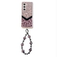 thumbnail image 1 of Designed for Samsung Galaxy Z Fold 4 Fluffy Leopard Case, Hard Protection Shockproof Anti-Drop Case, Cute Leopard Pattern Glitter Stone Bling Cover with Leopard Beaded Strap for Women Girls, Pink, 1 of 11