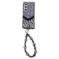 thumbnail image 1 of Designed for Samsung Galaxy Z Fold 5 Fluffy Leopard Case, Hard Protection Shockproof Anti-Drop Case, Cute Leopard Pattern Glitter Stone Bling Cover with Leopard Beaded Strap for Women Girls, Purple, 1 of 11