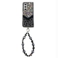 thumbnail image 1 of Designed for Samsung Galaxy Z Fold 5 Fluffy Leopard Case, Hard Protection Shockproof Anti-Drop Case, Cute Leopard Pattern Glitter Stone Bling Cover with Leopard Beaded Strap for Women Girls, Black, 1 of 11