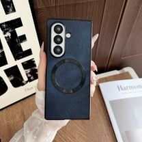 Designed for Samsung Galaxy Z Fold 5 Magnetic Phone Case,Compatible with Mag-Safe,Ultra Slim 2-in-1 Heavy Duty Anti-Scratch PU Leather Back Hard PC Bumper Shockproof Phone Case,Blue