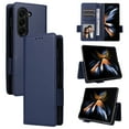 thumbnail image 1 of Designed for Samsung Galaxy Z Fold 6 5G Case, Luxury PU Leather Wallet Phone Case with Card Holder Flip Kickstand Drop Protection Phone Case Cover for Samsung Galaxy Z Fold 6 - Darkblue, 1 of 9