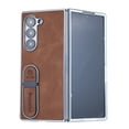 thumbnail image 1 of Designed for Samsung Galaxy Z Fold 6 Case, Luxury PU Leather Ring Bracket Plating Frame Shockproof Protective Slim Fit Thin Durable Phone Case Cover for Samsung Galaxy Z Fold 6 - Brown, 1 of 14