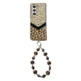 thumbnail image 1 of Designed for Samsung Galaxy Z Fold 6 Fluffy Leopard Case, Hard Protection Shockproof Anti-Drop Case, Cute Leopard Pattern Glitter Stone Bling Cover with Leopard Beaded Strap for Women Girls, Gold, 1 of 11