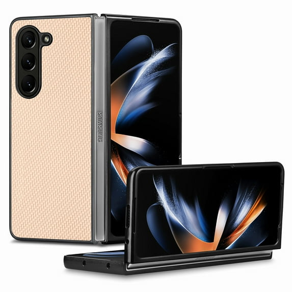 Designed for Samsung Galaxy Z Fold 6 Folding Case, Carbon Fiber Texture + TPU, Shockproof Lightweight Slim Drop Protection Cover for Samsung Galaxy Z Fold 6, Khaki