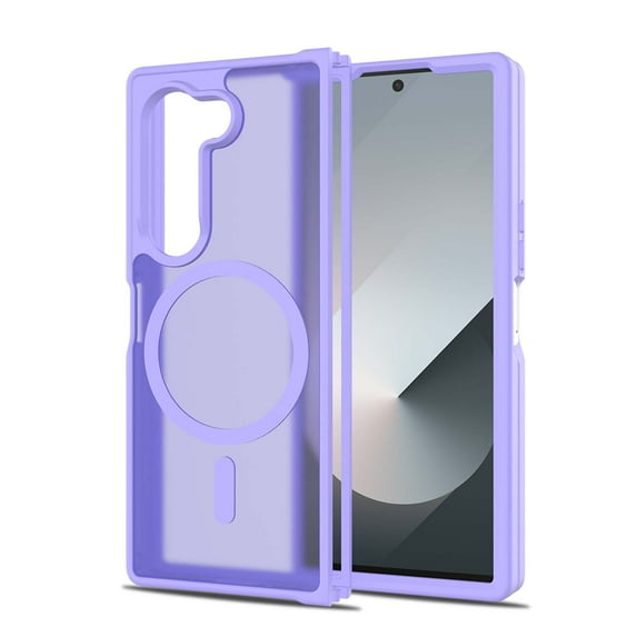 Designed For Samsung Galaxy Z Fold 6 Phone Case,Compatible with MagSafe,Anti-Scratch Anti-Fingerprint Shockproof Skin Feeling Frosted Translucent Ultra Slim Thin Fit Phone Case Cover,Purple
