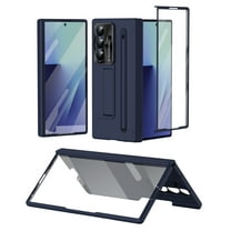 Designed for Samsung Galaxy Z Fold 6 Phone Case,With Invisible Kickstand,with Stylus,Built-in Tempered Glass Screen Protector,Hinge Protector,Shockproof Anti-fall Rugged Phone Case,Blue