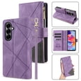 thumbnail image 1 of Designed For Samsung Galaxy Z Fold 7 Wallet Cases 9 Card Slots Zipper Purse Leather Card Slot Flip Kickstand Magnetic Closure Cover with Wrist Strap For Samsung Galaxy Z Fold 7, Purple, 1 of 10