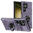 thumbnail image 1 of Designed for Samsung S24 Ultra Case Hidden with Card Holder & 360 Ring Stand/Kickstand, Hard PC + Soft TPU [Drop Protection] Heavy Duty Rugged Protective Cover For Samsung Galaxy S24 Ultra, Violet, 1 of 7