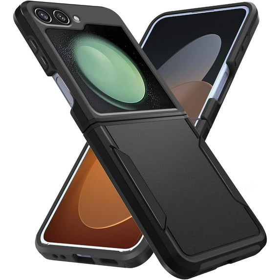 Designed for Samsung Z Flip 5 Heavy Duty Case, Protection Shockproof Dropproof Dustproof Anti-Scratch Phone Case Cover for Samsung Z Flip 5 Heavy Duty Case, Black