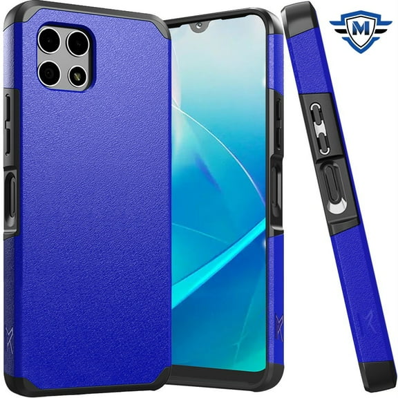 Designed for T-Mobile Revvl 7 5G Premium Slim Tough Strong Protection Shockproof 2in1 Hybrid Dual Layer Hard PC TPU Rubber Armor Phone Case Cover [Blue]